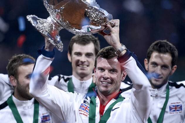 - GENT, BELGIUM: British team with Britain s captain Leon Smith holding the winner trophy after the fourth game in the Davis Cup tennis World Group final between Belgium and Great Britain, a game of Belgian David Goffin versus Britain s Andy Murray, Sunday 29 November 2015 at Flanders Expo in Gent. Britain won the final 3 to 1. DIRKxWAEM  x04749039x