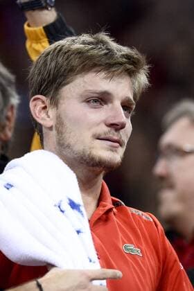 - GENT, BELGIUM: Belgian David Goffin looks dejected after the fourth game in the Davis Cup tennis World Group final between Belgium and Great Britain, a game of Belgian David Goffin versus Britain s Andy Murray, Sunday 29 November 2015 at Flanders Expo in Gent. Britain won the final 3 to 1. DIRKxWAEM  x04749115x