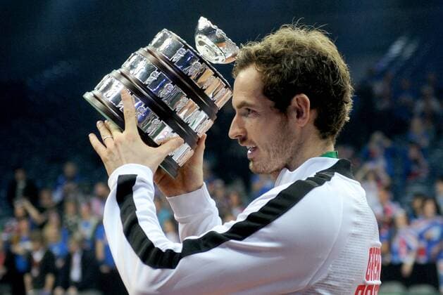 Tennis - 2015 Davis Cup by BNP Paribas - World Group Final: Belgium vs. Great Britain Day Three Rubber Four: Singles David Goffin (Bel) vs. Andy Murray (GB) Great Britain s Andy Murray celebrates winning his match and winning the Davis Cup at the Flanders Expo, Ghent. COLORSPORT JANE BARLOW 