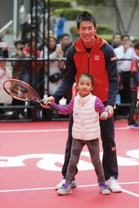 Kei Nishikori, November 30, 2015 : Japanese professional tennis player Kei Nishikori attends a press conference PK Pressekonferenz for Wilson New racket announcement and Tennis clinic in Tokyo, Japan. NoxThirdxPartyxSales  (qdwa044036)