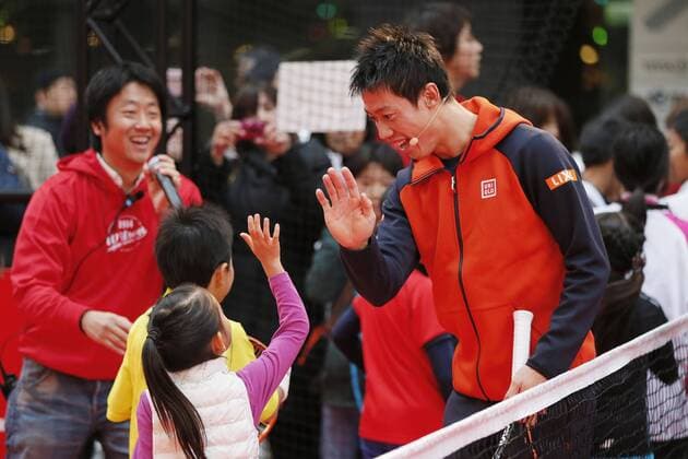 Kei Nishikori, November 30, 2015 : Japanese professional tennis player Kei Nishikori attends a press conference PK Pressekonferenz for Wilson New racket announcement and Tennis clinic in Tokyo, Japan. NoxThirdxPartyxSales  (qdwa044038)