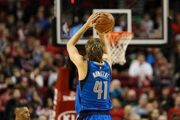 Dec. 1, 2015 - DIRK NOWITZKI (41) shoots a three-pointer. The Portland Trailblazers hosted the Dallas Mavericks at the Moda Center on December 1, 2015. Photo by NBA Basketball Herren USA 2015 - Portland Trail Blazers vs. Dallas Mavericks - ZUMAb135