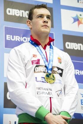 Schwimmen, Kurzbahn EM in Netanya, Siegerehrungen BERNEK Peter HUN Gold Medal 400m Freestyle Men - Final Netanya, Israel, Wingate Institute LEN European Short Course Swimming Championships Dec. 2 - 6, 2015 Day01 Dec.02 - Schwimmen - Kurzbahn EM 2015 - GiorgioxScala