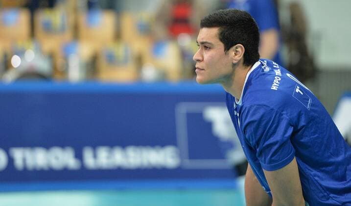 VOLLEYBALL - CEV CL, Tirol vs Budva INNSBRUCK,AUSTRIA,03.DEC.15 - VOLLEYBALL - CEV Champions League, Hypo Tirol Volleyballteam vs OK Budvanska Rivijera. Image shows Gabriel Soares Pessoa (Tirol). GEPAxpictures xAmirxBeganovic