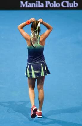 Dec. 7, 2015 - Manila, Philippines - MANILA, Philippines - SerbiaÃ¢â‚¬â ¢s Ana Ivanovic, who plays for the Obi UAE Royals fixes her hair during her match against AustraliaÃ¢â‚¬â ¢s Samantha Stosur who plays for the Micromax Indian Aces for the International Premiere Tennis League (IPTL) held at the Mall of Asia Arena in Pasay City, south of Manila on 07 December 2015. International Premiere Tennis League in Manila  - ZUMAn230