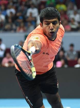 Dec. 8, 2015 - Pasay City, Manila, Philippines - MANILA, Philippines - Rohan Bopanna of the Indian Aces in action during the International Premiere Tennis League (IPTL) at the Mall of Asia Arena in Pasay City, south of Manila, Philippines on December 08, 2015. International Premiere Tennis League in Manila  - ZUMAn230