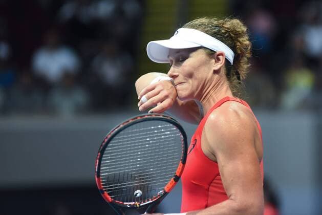 Dec. 8, 2015 - Pasay City, Manila, Philippines - MANILA, Philippines - AustraliaÃ¢â‚¬â ¢s Samantha Stosur of the Indian Aces in action during the International Premiere Tennis League (IPTL) at the Mall of Asia Arena in Pasay City, south of Manila, Philippines on December 08, 2015. International Premiere Tennis League in Manila  - ZUMAn230