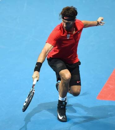 Dec. 8, 2015 - Pasay City, Philippines - MANILA, Philippines - Former world no. 1 tennis player Carlos Moya in action during the men s match of the International Premiere Tennis League (IPTL) at the Mall of Asia Arena in Pasay City, south of Manila, Philippines on December 08, 2015. The Spanish player is in the country along with other international tennis superstars for the star-studded league. International Premiere Tennis League in Manila  - ZUMAn230