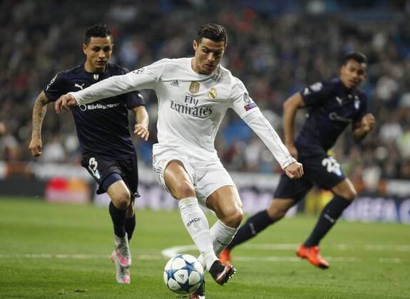 Real Madrid s Cristiano Ronaldo during 2015 16 Champions League soccer match between Real Madrid and Malmo at Santiago Bernabeu stadium in Madrid, Spain. December 08, 2014.  (20151208042)