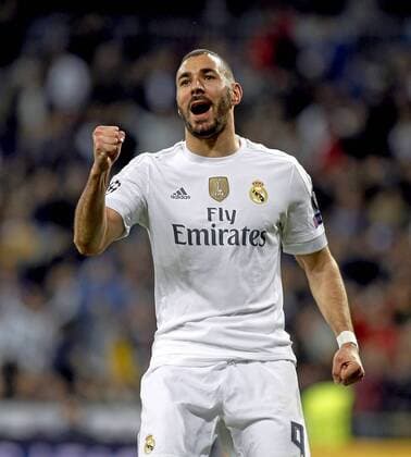Champions League match between Real Madrid and Malmö FF - In this picture, Karim Benzema celebrates one of his three goals. xANGELxRIVEROx 