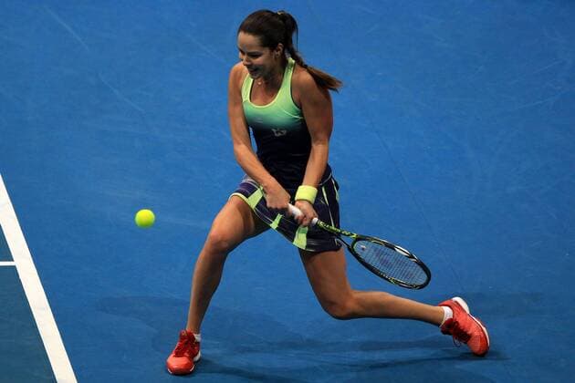 PASAY CITY, Dec. 8, 2015 -- Obi UAE Royals player Ana Ivanovic of Serbia returns the ball to the OUE Singapore Slammers player Karolina Pliskova of Czech Republic during their women s singles match in the International Premier Tennis League in Pasay City, Philippines, on Dec. 8, 2015. Ivanovic won 6-5. ) (SP)PHILIPPINE-PASAY CITY-INTERNATIONAL PREMIER TENNIS LEAGUE-IVANOVIC VS PLISKOVA ROUELLExUMALI 