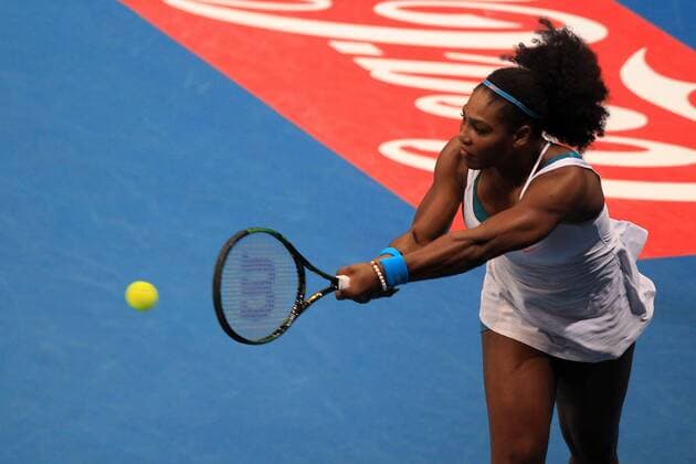 PASAY CITY, Dec. 8, 2015 -- Philippine Mavericks player Serena Williams of the United States returns the ball against the Micromax Indian Aces player during their mixed doubles match in the International Premier Tennis League (IPTL) in Pasay City, Philippines, Dec. 8, 2015. Micromax Indian Aces won 6-3. ) Authorized by ytfs (SP)PHILIPPINE-PASAY CITY-TENNIS-IPTL RouellexUmali 