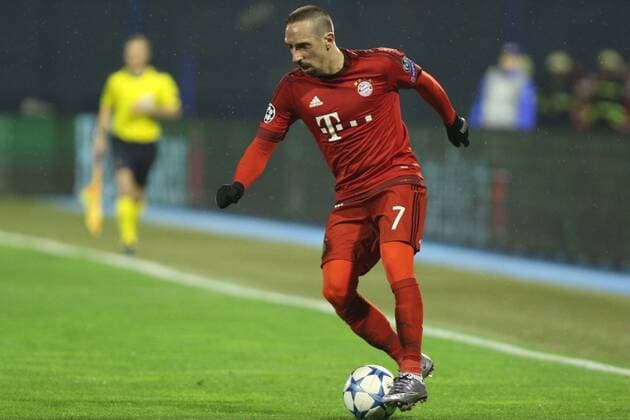 Zagreb, 09.12.2015., Stadion Maksimir, Champions League, group F, GNK Dinamo Zagreb (blue) 0-2 FC Bayern (red) Franck RIBERY (7)