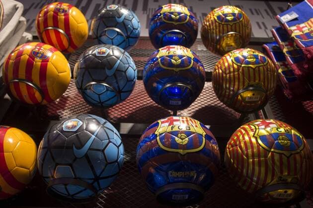 MEXICO CITY, Dec. 10, 2015 -- Footballs of FC Barcelona Barca are displayed for sale during the inauguration of the official FC Barcelona store in Mexico City, capital of Mexico, on Dec. 10, 2015. Football club Barcelona opened its first offical store in Mexico City on Thursday. ) (ah) (sp) (SP)MEXICO-MEXICO CITY-SOCCER-FC BARCELONA STORE AlejandroxAyala 