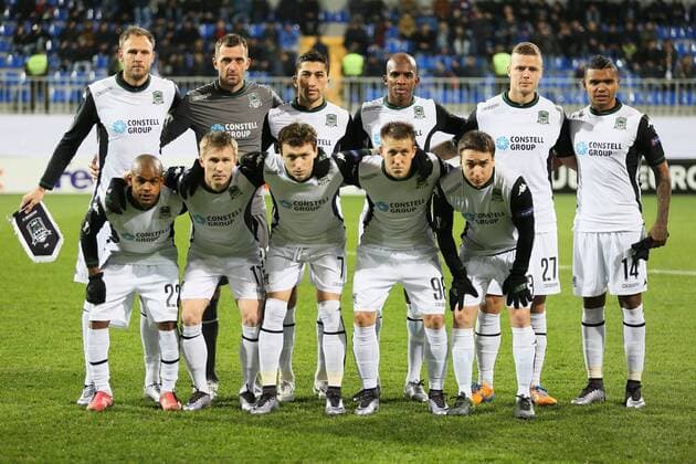 Dec. 10, 2015 - Baku, Azerbaijan - Krasnodar s team pose before the during the Europa League group C soccer match between Qabala FK and FC Krasnodar at the Bakcell arena in Baku. Azerbaijan: Qabala 0-3 Krasnodar - ZUMAp133