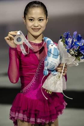 Dec. 12, 2015 - Japan s SATOKO MIYAHARA, Silver medallist in the Ladies competition of the 21st ISU Grand Prix of Figure skating Eiskunstlauf Final in Barcelona, poses for a photo - The ISU Grand Prix of Figure Skating Final, to be held jointly with the ISU Junior Grand Prix Final, is the crowning event of the Grand Prix Series circuit and the second most important event for the International Skating Union (ISU) after the World Championships. 21st ISU Grand Prix of Figure Skating Final - Day 3 - ZUMAo105