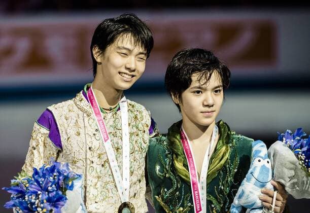 Dec. 12, 2015 - Japan s YUZURU HANYU and SHOMA UNO, Gold and Bronze medallists in the Men competition of the 21st ISU Grand Prix of Figure skating Eiskunstlauf Final in Barcelona - The ISU Grand Prix of Figure Skating Final, to be held jointly with the ISU Junior Grand Prix Final, is the crowning event of the Grand Prix Series circuit and the second most important event for the International Skating Union (ISU) after the World Championships. Yuzuru Hanyu Breaks Records To Win Grand Prix Final - ZUMAo105