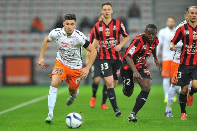 Fußball, OGC Nizza - Montpellier HSC Morgan SANSON (mon) - NAMPALYS MENDY (nice) FOOTBALL : OGC Nice vs Montpellier HSC - Ligue 1 - 18 12 2015 FEPx 