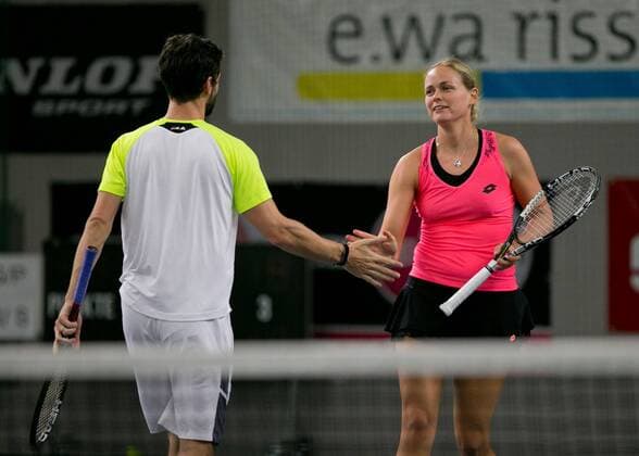 Anna-Lena Groenefeld und Philipp Petzschner Deutsche Meisterschaft in Biberach an der Riß, 44. Deutschen Hallenmeisterschaften 2015 Tennis - Deutsche Meisterschaft 2015 - Deutsche Meisterschaft - - Biberach an der Riss - Baden-Wuerttemberg - Germany - 18 December 2015.
