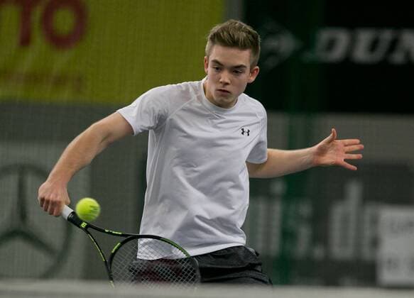 Tim Sandkaulen Deutsche Meisterschaft in Biberach an der Riß, 44. Deutschen Hallenmeisterschaften 2015 Tennis - Deutsche Meisterschaft 2015 - Deutsche Meisterschaft - - Biberach an der Riss - Baden-Wuerttemberg - Germany - 18 December 2015.