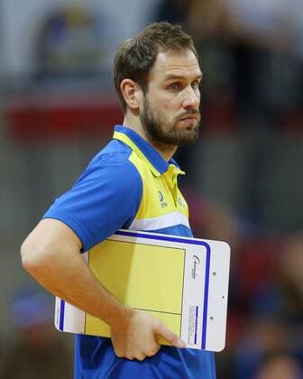 Stuttgart Volleyball Allianz MTV Stuttgart vs. Schweriner SC, Trainer Felix Koslowski (Schwerin)