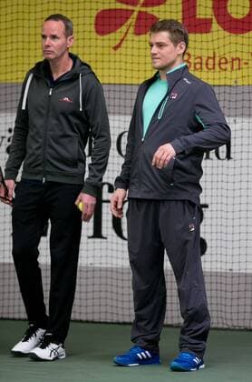 L-R. Julia Goerges Trainer Michael Geserer und Physiotherapeut Florian Zitzelsberger, Deutsche Meisterschaft in Biberach an der Riß, 44. Deutschen Hallenmeisterschaften 2015 Tennis - Deutsche Meisterschaft 2015 - Deutsche Meisterschaft - - Biberach an der Riss - Baden-Wuerttemberg - Germany - 19 December 2015.