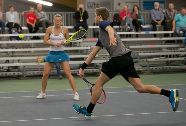 Carina Witthoeft und Yannick Hanfmann, Mixed, Deutsche Meisterschaft in Biberach an der Riß, 44. Deutschen Hallenmeisterschaften 2015 Tennis - Deutsche Meisterschaft 2015 - Deutsche Meisterschaft - - Biberach an der Riss - Baden-Wuerttemberg - Germany - 20 December 2015.