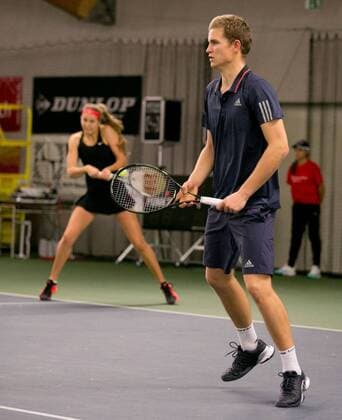 Johannes Haerteis und Antonia Lottner , Mixed, Action, Deutsche Meisterschaft in Biberach an der Riß, 44. Deutschen Hallenmeisterschaften 2015 Tennis - Deutsche Meisterschaft 2015 - Deutsche Meisterschaft - - Biberach an der Riss - Baden-Wuerttemberg - Germany - 20 December 2015.