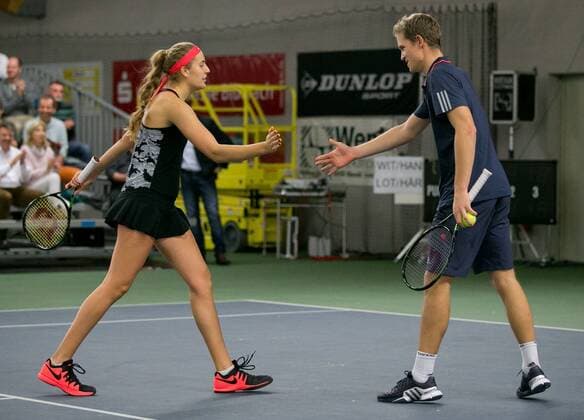 Johannes Haerteis und Antonia Lottner ,Mixed, Deutsche Meisterschaft in Biberach an der Riß, 44. Deutschen Hallenmeisterschaften 2015 Tennis - Deutsche Meisterschaft 2015 - Deutsche Meisterschaft - - Biberach an der Riss - Baden-Wuerttemberg - Germany - 20 December 2015.