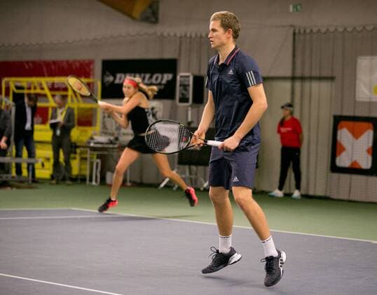 Johannes Haerteis und Antonia Lottner ,Mixed, Action,Deutsche Meisterschaft in Biberach an der Riß, 44. Deutschen Hallenmeisterschaften 2015 Tennis - Deutsche Meisterschaft 2015 - Deutsche Meisterschaft - - Biberach an der Riss - Baden-Wuerttemberg - Germany - 20 December 2015.