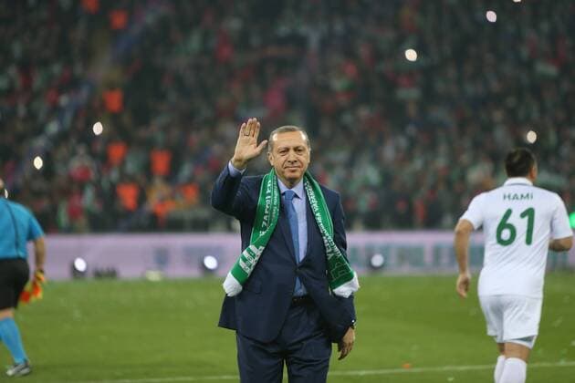 Bursa, Opening ceremony of Bursaspor new arena named Timsah Arena ( Crocodile Arena ) December 21, 2015. Pictured: President Recep Tayyip Erdogan. 