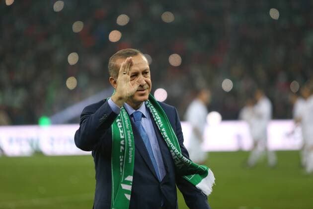 Bursa, Opening ceremony of Bursaspor new arena named Timsah Arena ( Crocodile Arena ) December 21, 2015. Pictured: President Recep Tayyip Erdogan. 