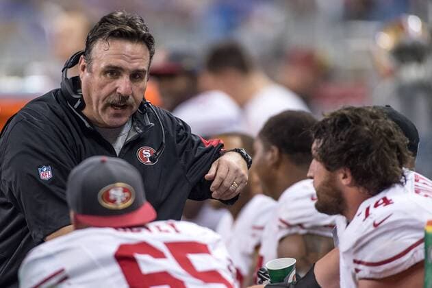 27 December 2015: San Francisco 49ers head coach Jim Tomsula in action during a game between the San Francisco 49ers and the Detroit Lions at Ford Field in Detroit, MI. (Photo By Robin Alam Icon Sportswire) NFL American Football Herren USA DEC 27 49ers at Lions Icon164122715127349 EDITORIAL USE ONLY