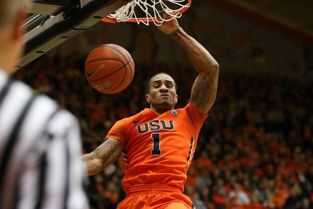 Jan. 3, 2016 - GARY PAYTON II (1) dunks the ball. The Oregon State Beavers host the University of Oregon Ducks at Gill Coliseum in Corvallis, OR, on Janurary 3rd, 2016. Photo by Pac 12 NCAA College League USA Basketball - Oregon State vs. University of Oregon - ZUMAb135