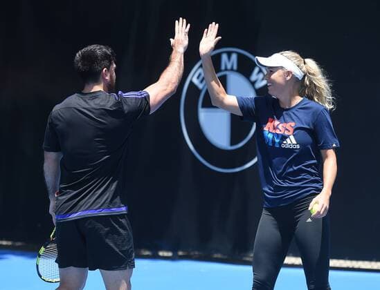 04.01.2016. Auckland, New Zealand. All Blacks player Nehe Milner-Skudder with Caroline Wozniacki during a promotional match ahead of the ASB Classic Tennis Women s tournamnent. ASB Tennis Centre, Stanley st, Auckland, New Zealand. Monday 4 January 2016. xAndrewxCornagax  ActionPlus11693996