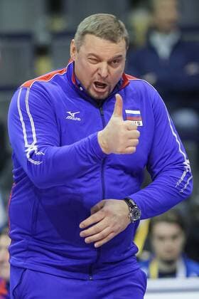 Volleyball, EM Quali, Finnland - Russland 05.01.2016 BERLIN Mens Volleyball European Olympic Qualification Tournament in Berlin ( Finland - Russia ) - VLADIMIR ALEKNO - and coach SYLWETKA RADOSC EMOCJE  20160105FNMG041