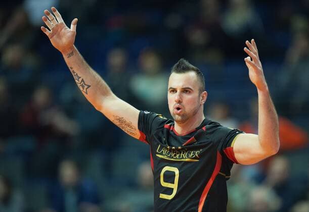 Berlin, Deutschland, 05.01.2016: Volleyball Olympia Qualifikation Männer Maenner 2016 - Spiel 1 Belgien - Deutschland. Georg Grozer (Germany 9)