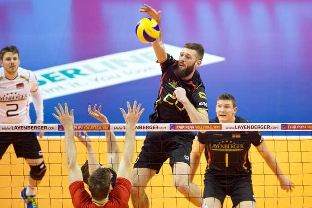 Volleyball Berlin 05.01.2016 European Continental Olympic Qualification Tournament Männer Herren Belgien (BEL) - Deutschland (GER) Philipp Collin (Deutschland, No.20)