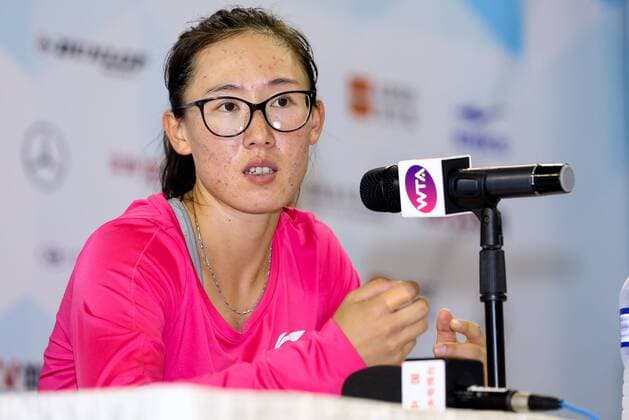 SHENZHEN, CHINA - JANUARY 05: (CHINA OUT) Zheng Saisai of China attends the press conference PK Pressekonferenz during Day three of 2016 WTA Tennis Damen Shenzhen Open on January 5, 2016 in Shenzhen, China.  CFP477826410 
