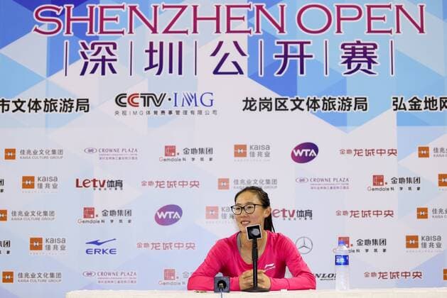 SHENZHEN, CHINA - JANUARY 05: (CHINA OUT) Zheng Saisai of China attends the press conference PK Pressekonferenz during Day three of 2016 WTA Tennis Damen Shenzhen Open on January 5, 2016 in Shenzhen, China.  CFP477826414 