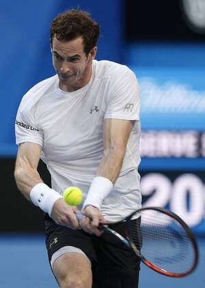 Jan. 6, 2016 - Perth, Western Australia, Australia - ANDY MURRAY (GBR) hits a backhand shot against Nick Kyrgios (Aus) during the men s singles match on Day 4 at the Hopman Cup tennis tournament in Perth, Australia. Nick Kyrgios (Aus) - ZUMAk129
