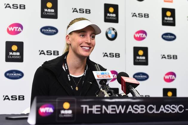 06.0.2016. Auckland, New Zealand. Naomi Broady from England talks with media during Day 3 of the 2016 ASB Classic Womens. ASB Tennis Centre, Auckland, New Zealand. Wednesday 6 January 2016. xChrisxSymesx  ActionPlus11694324