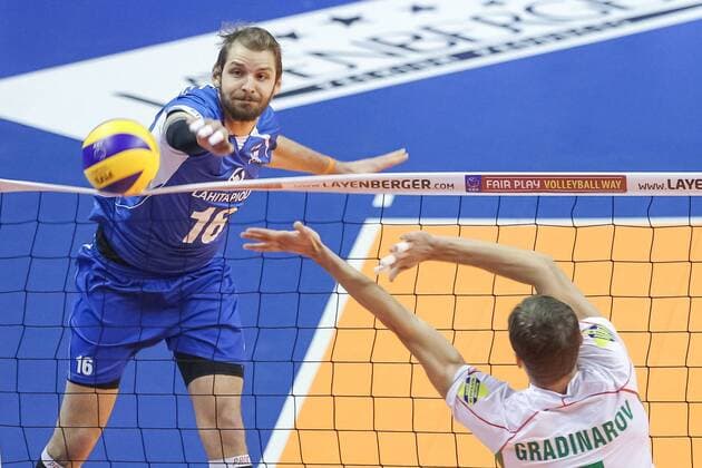 06.01.2016 2016 Mens Volleyball Länderspiel Nationalmannschaft European Olympic Qualification Tournament in Berlin BULGARIA - FINLANDIA ( Bulgaria - Finland ) Pictured: OLLI-PEKKA OJANSIVU FOT MACIEJxGOCLON FOTONEWS NEWSPIX.PL --- Newspix.pl  20160106FNMG001