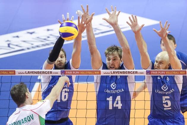 06.01.2016 2016 Mens Volleyball Länderspiel Nationalmannschaft European Olympic Qualification Tournament in Berlin BULGARIA - FINLANDIA ( Bulgaria - Finland ) Pictured: OLLI-PEKKA OJANSIVU KONSTANTIN SHUMOV ANTTI SILTALA FOT MACIEJxGOCLON FOTONEWS NEWSPIX.PL --- Newspix.pl  20160106FNMG010