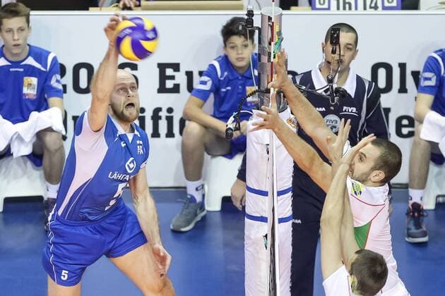 06.01.2016 2016 Mens Volleyball Länderspiel Nationalmannschaft European Olympic Qualification Tournament in Berlin BULGARIA - FINLANDIA ( Bulgaria - Finland ) Pictured: ANTTI SILTALA FOT MACIEJxGOCLON FOTONEWS NEWSPIX.PL --- Newspix.pl  20160106FNMG011