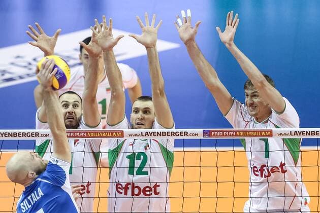06.01.2016 2016 Mens Volleyball Länderspiel Nationalmannschaft European Olympic Qualification Tournament in Berlin BULGARIA - FINLANDIA ( Bulgaria - Finland ) Pictured: GEORGI BRATOEV VIKTOR YOSIFOV MIROSLAV GRADINAROV BLOK FOT MACIEJxGOCLON FOTONEWS NEWSPIX.PL --- Newspix.pl  20160106FNMG028
