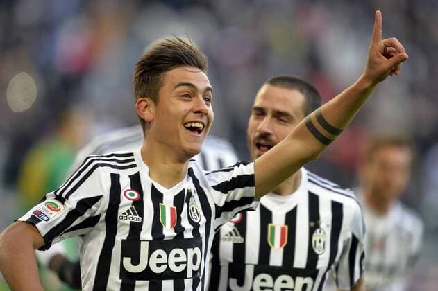 FuÃŸball, Juventus Turin - Hellas Verona 06.01.2016. Turin, Italy. Serie A Football. Juventus versus Verona. Paulo Dybala celebrates after scoring the goal for 1-0 in the 8th minute from a free kick xPierpaoloxPiciuccox  ActionPlus11694377