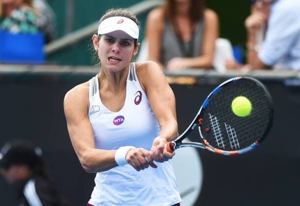 08.01.2016. Auckland, New Zealand. Julia Goerges (GER) in action on Semi Finals Day at the ASB Classic Tennis Women s tournament. ASB Tennis Centre, Stanley st, Auckland, New Zealand. xAndrewxCornagax .x  ActionPlus11694756