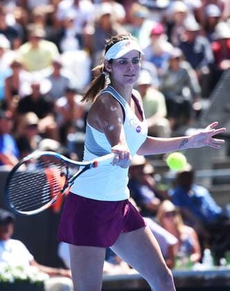 09.01.2016. Auckland, New Zealand. Julia Georges in action against Sloane Stephens on Finals Day at the ASB Classic Tennis Women s tournament. ASB Tennis Centre, Stanley st, Auckland, New Zealand. Stephens won the final 6-2 7-6 (3) xAndrewxCornagax  ActionPlus11694916