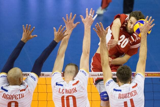 Volleyball, Olympia Quali, Frankreich - Polen 09.01.2016 BERLIN MAX SCHMELING HALLE, EUROPEAN OLYMPIC QUALIFICATION MEN VOLLEYBALL SEMIFINAL, FRANCE vs. POLAND: MATEUSZ MIKA  20160109SCJP3039